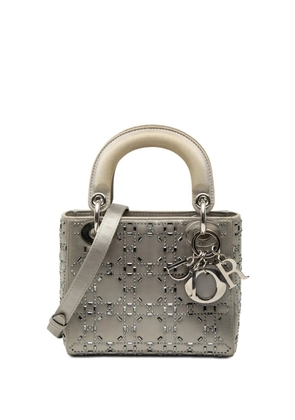 Christian Dior Pre-Owned 2021 Mini Satin Cannage Crystal Embellished Lady Dior satchel - Grey