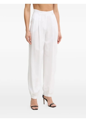 FRACOMINA pleated logo-plaque trousers - White