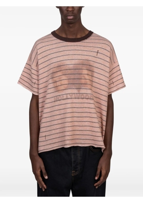 Paly distressed-effect striped-pattern T-shirt - Brown