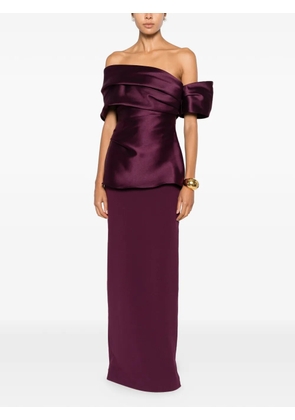 Solace London off-shoulder draped maxi dress - Purple