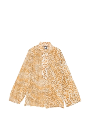 Roberto Cavalli Vintage 2000s leopard-print pleated blouse - Neutrals