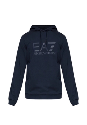 Ea7 Emporio Armani logo-print drawstring hoodie - Blue