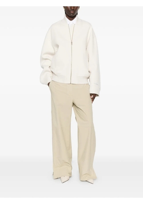 Sportmax ribbed-trim zip-up jacket - Neutrals