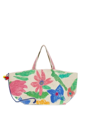Pero floral-pattern canvas large tote bag - Neutrals