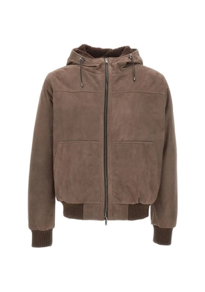 VOLFAGLI shearling-lined hooded bomber jacket - Brown