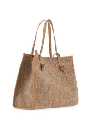 MARCELLA CLUB large Marcella bouclé-effect shoulder bag - Neutrals