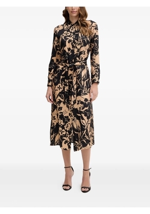 SIMONA CORSELLINI floral-print belted midi dress - Neutrals