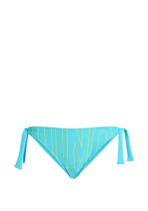 Moschino side-tie logo-embroidered bikini bottoms - Blue