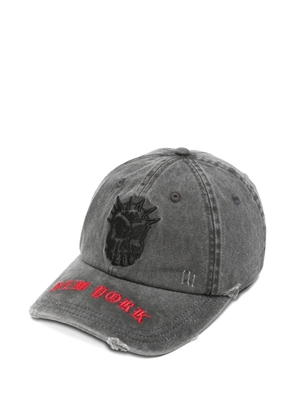 Ksubi distressed embroidered baseball cap - Grey