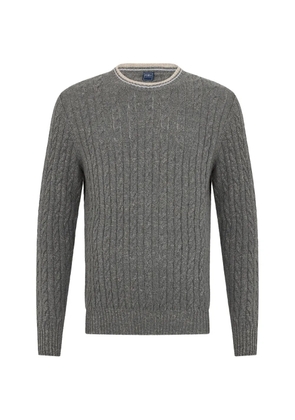 Fedeli cable-knit round-neck sweater - Grey