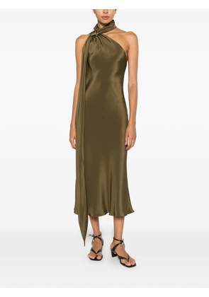 Max Mara Evasto one-shoulder hardware-detail silk midi dress - Green