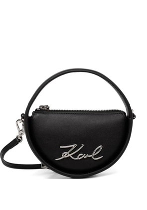 Karl Lagerfeld logo-plaque circular crossbody bag - Black