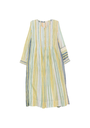 INJIRI striped pleated-detail midi dress - Blue