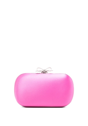 Self-Portrait Bow-detail satin clutch bag - Pink