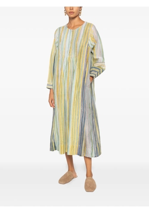 INJIRI striped pleated-detail midi dress - Blue