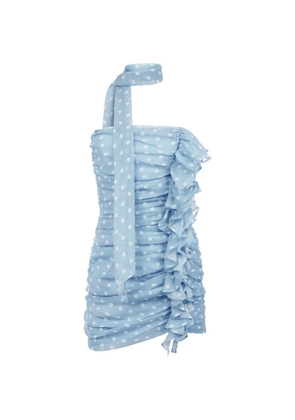 Nina Ricci polka-dot ruffled mini dress - Blue