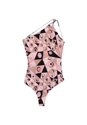 PUCCI Occhi-print one-shoulder swimsuit - Neutrals