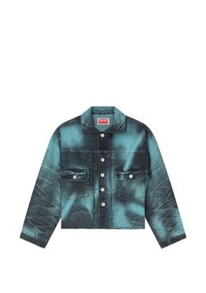 Kenzo Boke Flower logo-print raw-cut denim jacket - Blue