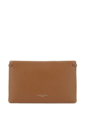 GIANNI CHIARINI Hermy grained leather clutch bag - Brown