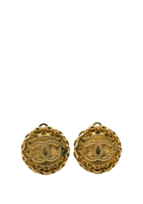 CHANEL Pre-Owned 1995 CC Gold Plated Round Clip On Earrings costume earrings