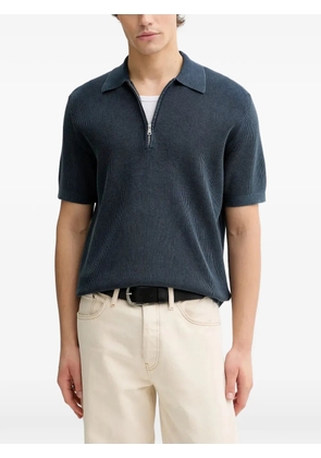 Marc O'Polo ribbed-knit zip-fastening polo shirt - Blue