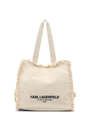 Karl Lagerfeld K/RSG fringed logo-print tote bag - Neutrals