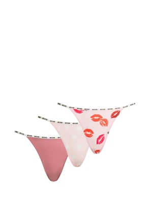 Moschino logo-waistband thongs (set of three) - Pink