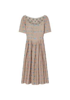 Tory Burch embroidered jacquard dress - Neutrals