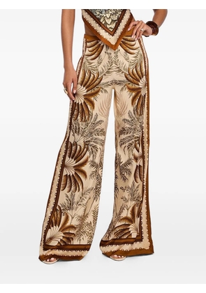 Retrofete Sunny palm-print palazzo pants - Neutrals