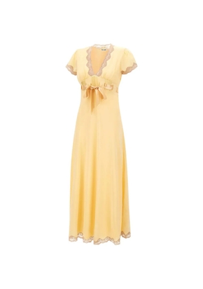 Rixo Marlice lace-trim silk midi dress - Yellow