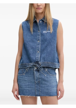 Karl Lagerfeld Jeans logo-embroidered drawstring-hem shirt - Blue