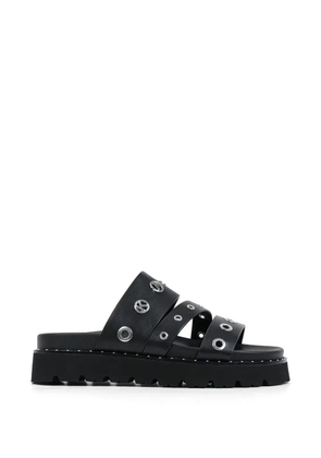 Karl Lagerfeld eyelet-embellished logo-plaque flat sandals - Black