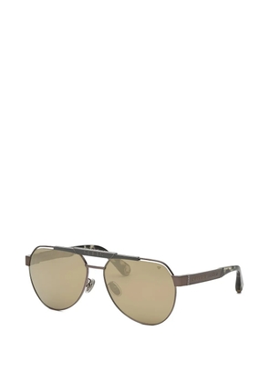 Philipp Plein Eyewear logo-plaque pilot-frame sunglasses - Brown