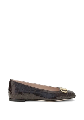 Valentino Garavani VLogo Signature croc-effect ballet flats - Brown