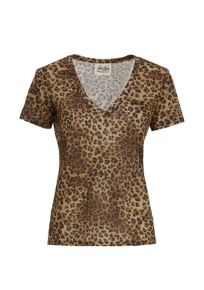 MC2 Saint Barth leopard-print V-neck T-shirt - Neutrals