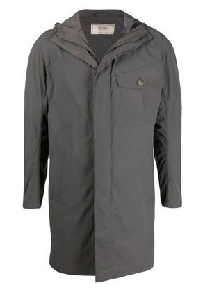 Herno concealed fastening hooded parka - Grey