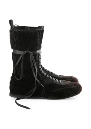 Ann Demeulemeester Fides shearling lace-up hi-top sneakers - Brown
