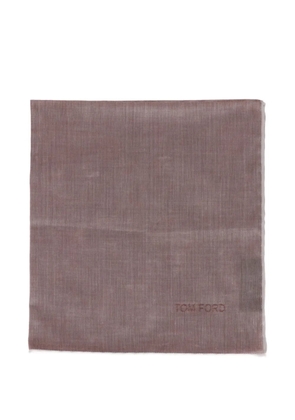 TOM FORD logo-embroidered contrast-trim pocket square - Brown