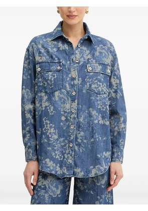 FRACOMINA floral-print denim shirt - Blue
