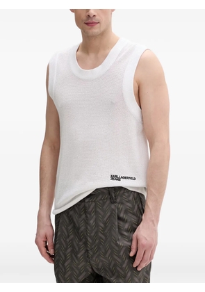 Karl Lagerfeld Jeans logo-embroidered open-knit vest - White