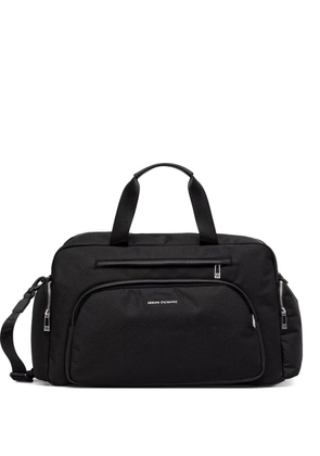 Armani Exchange logo-print strap zip-pocket holdall - Black