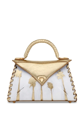 Tyler Ellis x Matt Rogers small LJ hand-painted leather tote bag - White