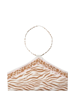 MC2 Saint Barth Nairobi animal-print halterneck bikini top - White