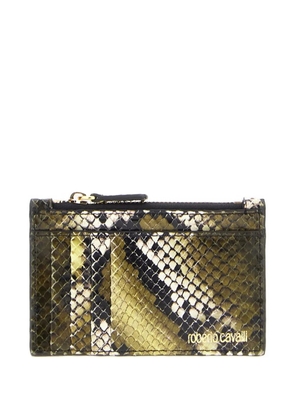 Roberto Cavalli snakeskin-print zip-top cardholder - Green