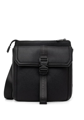 Armani Exchange logo-tape buckle-fastening messenger bag - Black