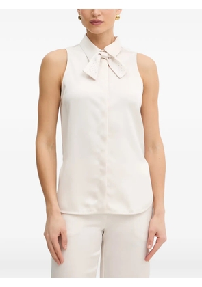 SIMONA CORSELLINI pussy-bow sleeveless blouse - Neutrals