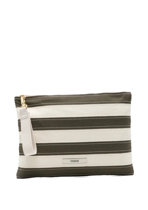 Odeeh striped canvas clutch bag - Green