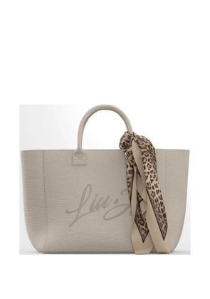 LIU JO large logo-embroidered tote bag - Neutrals