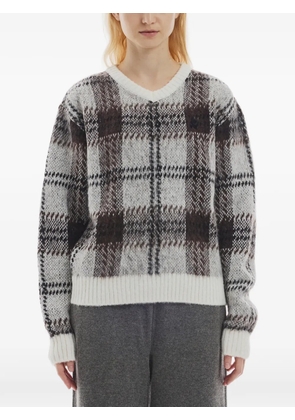 Rest&Recreation check-pattern hairy sweater - White