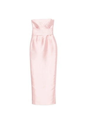 Solace London strapless pleated-waist maxi dress - Pink